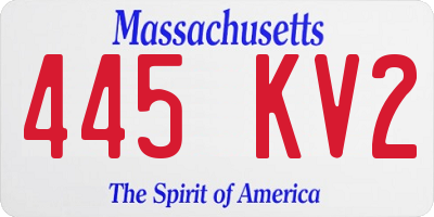 MA license plate 445KV2
