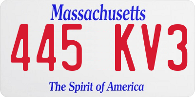 MA license plate 445KV3