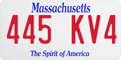 MA license plate 445KV4