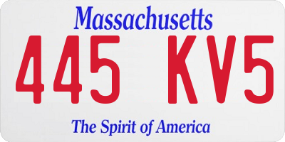 MA license plate 445KV5