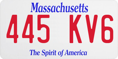 MA license plate 445KV6