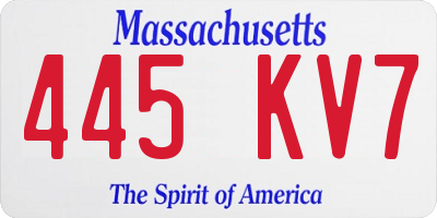 MA license plate 445KV7