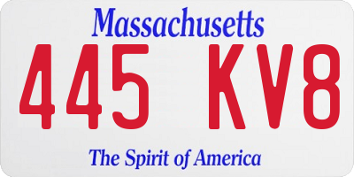 MA license plate 445KV8