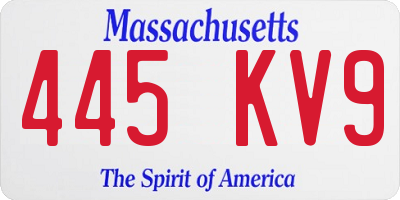 MA license plate 445KV9