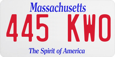 MA license plate 445KW0