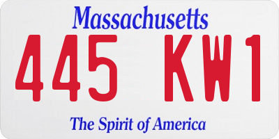 MA license plate 445KW1