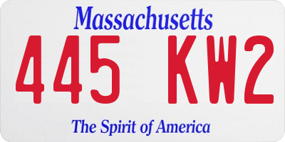 MA license plate 445KW2