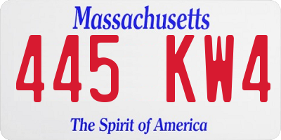 MA license plate 445KW4