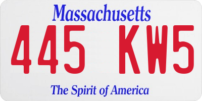 MA license plate 445KW5