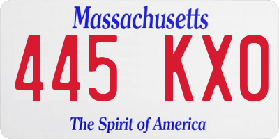 MA license plate 445KX0