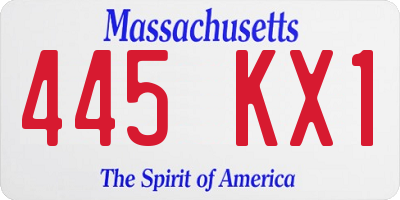MA license plate 445KX1