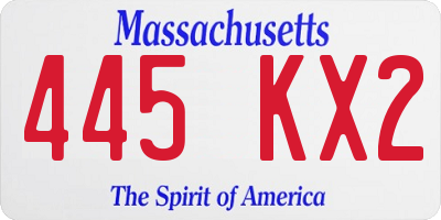 MA license plate 445KX2