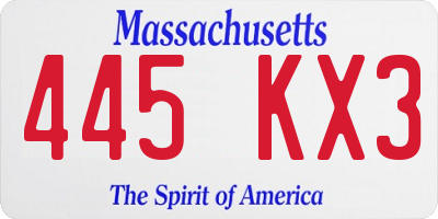MA license plate 445KX3