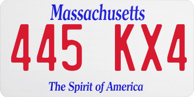 MA license plate 445KX4
