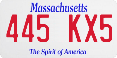MA license plate 445KX5
