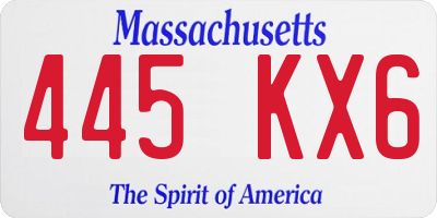 MA license plate 445KX6
