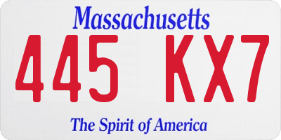 MA license plate 445KX7