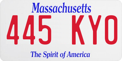 MA license plate 445KY0