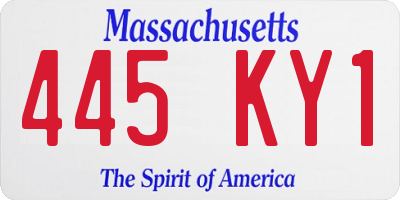 MA license plate 445KY1