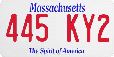 MA license plate 445KY2