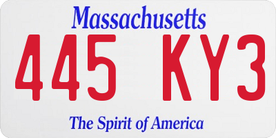 MA license plate 445KY3
