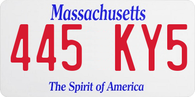 MA license plate 445KY5