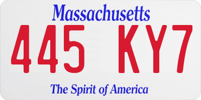 MA license plate 445KY7