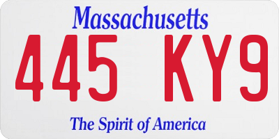 MA license plate 445KY9