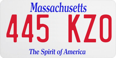 MA license plate 445KZ0