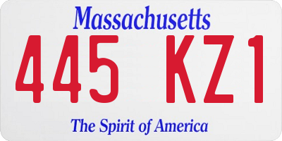 MA license plate 445KZ1