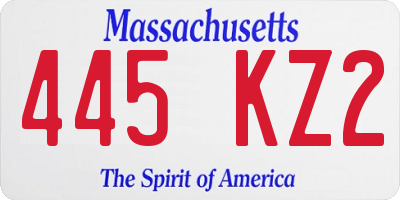 MA license plate 445KZ2