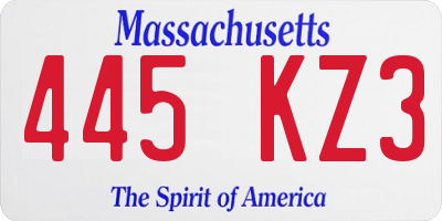 MA license plate 445KZ3