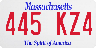 MA license plate 445KZ4