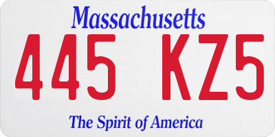 MA license plate 445KZ5