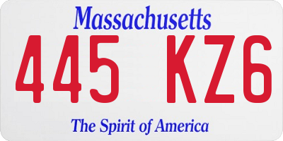 MA license plate 445KZ6