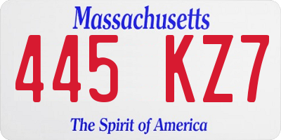 MA license plate 445KZ7