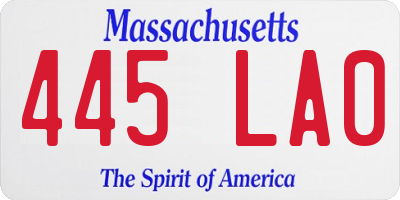 MA license plate 445LA0