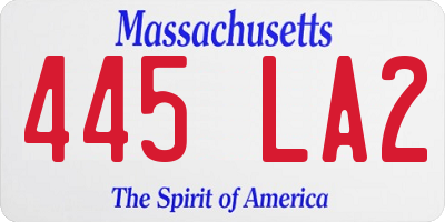 MA license plate 445LA2