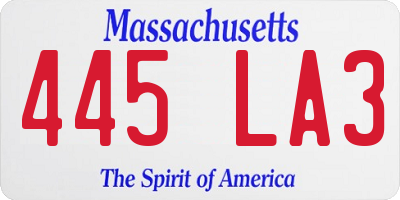 MA license plate 445LA3