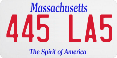 MA license plate 445LA5