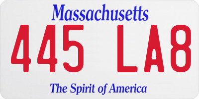 MA license plate 445LA8