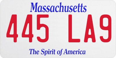 MA license plate 445LA9
