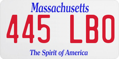 MA license plate 445LB0