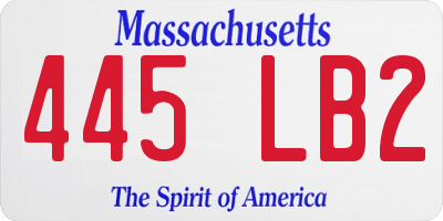 MA license plate 445LB2