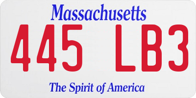 MA license plate 445LB3