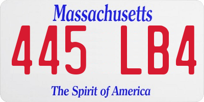 MA license plate 445LB4