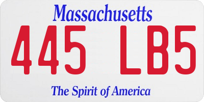 MA license plate 445LB5