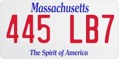 MA license plate 445LB7