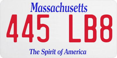 MA license plate 445LB8
