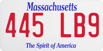 MA license plate 445LB9